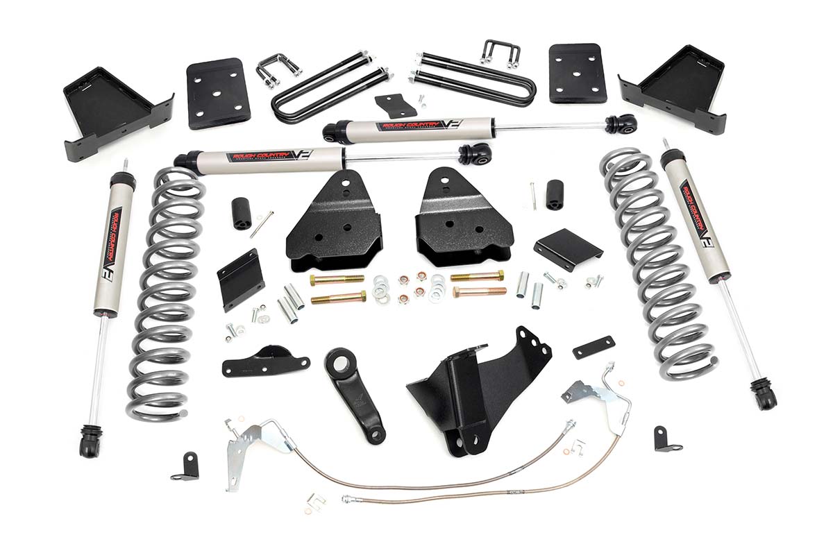 Ford F-250 Super Duty Suspension Lift Kit - Rough Country - 6 Inch Lift Kit, Gas, OVLD, V2, Nitrogen-Charged V2 Shock Absorbers - '11-'14